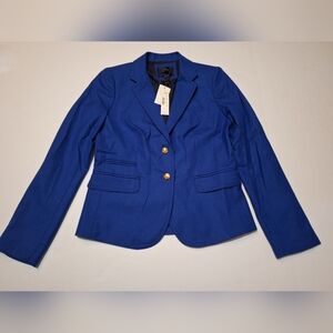 NWT J Crew Schoolboy Wool Blue Womens 2 Button Blazer Coat Jacket Size 4